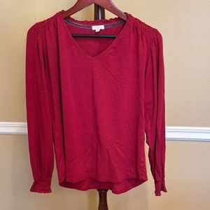 Elegant Red V-Neck Blouse